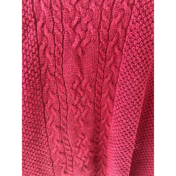 WORTHINGTON M Red Cable Knit Vest Ramie Cotton Vintage Medium Christmas Festive - Picture 9 of 10